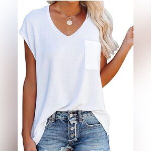White V-Neck Women's Top
